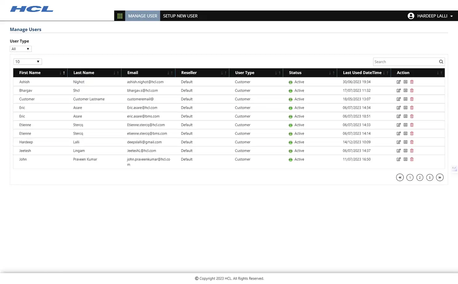 Service Management and Resolution Platform customer panel — Manage User
