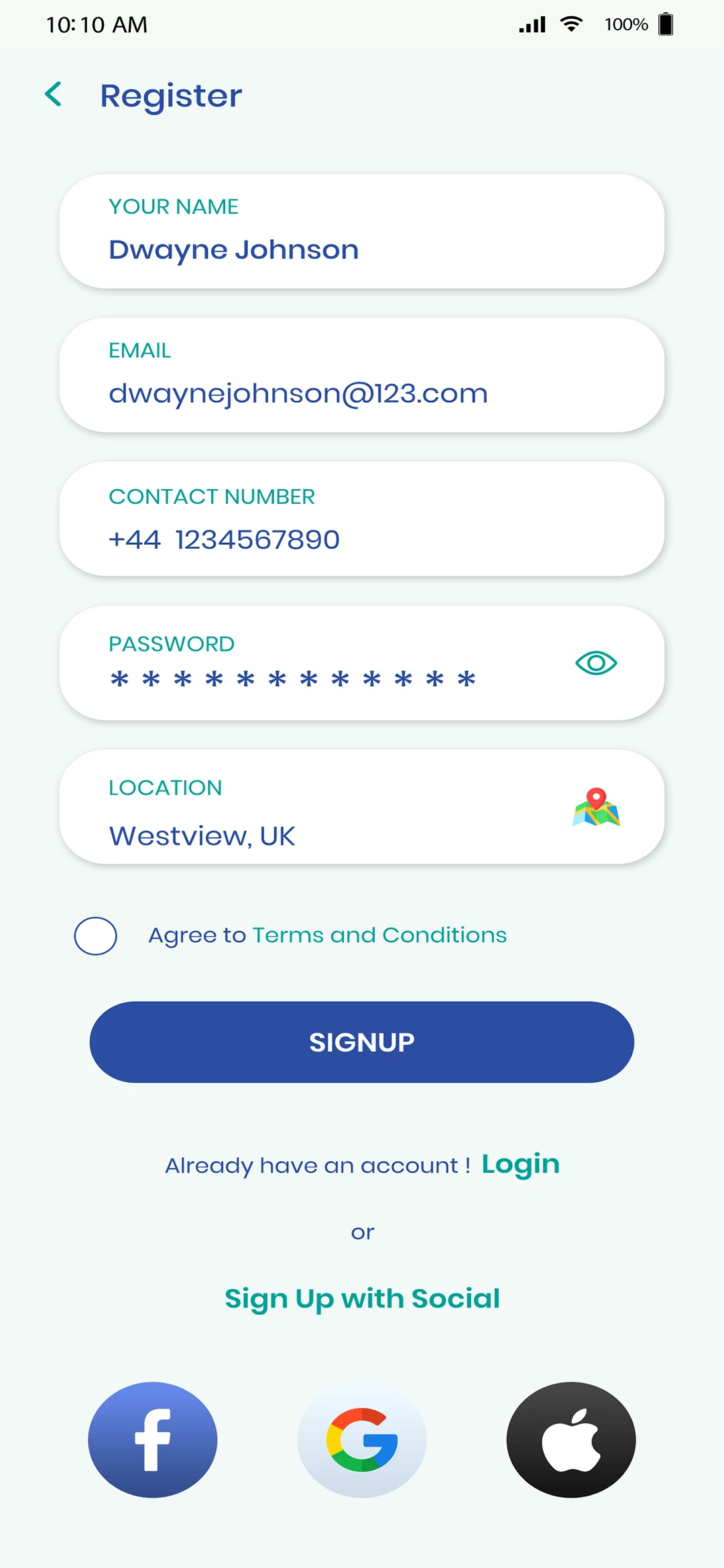 Service provider user — Register