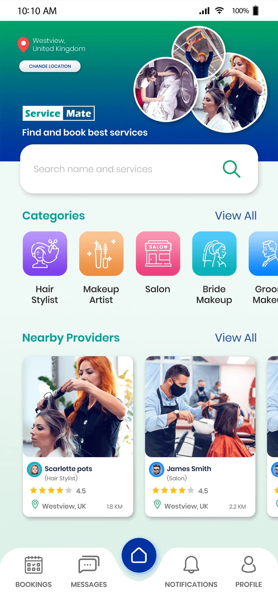 Service provider user — Home