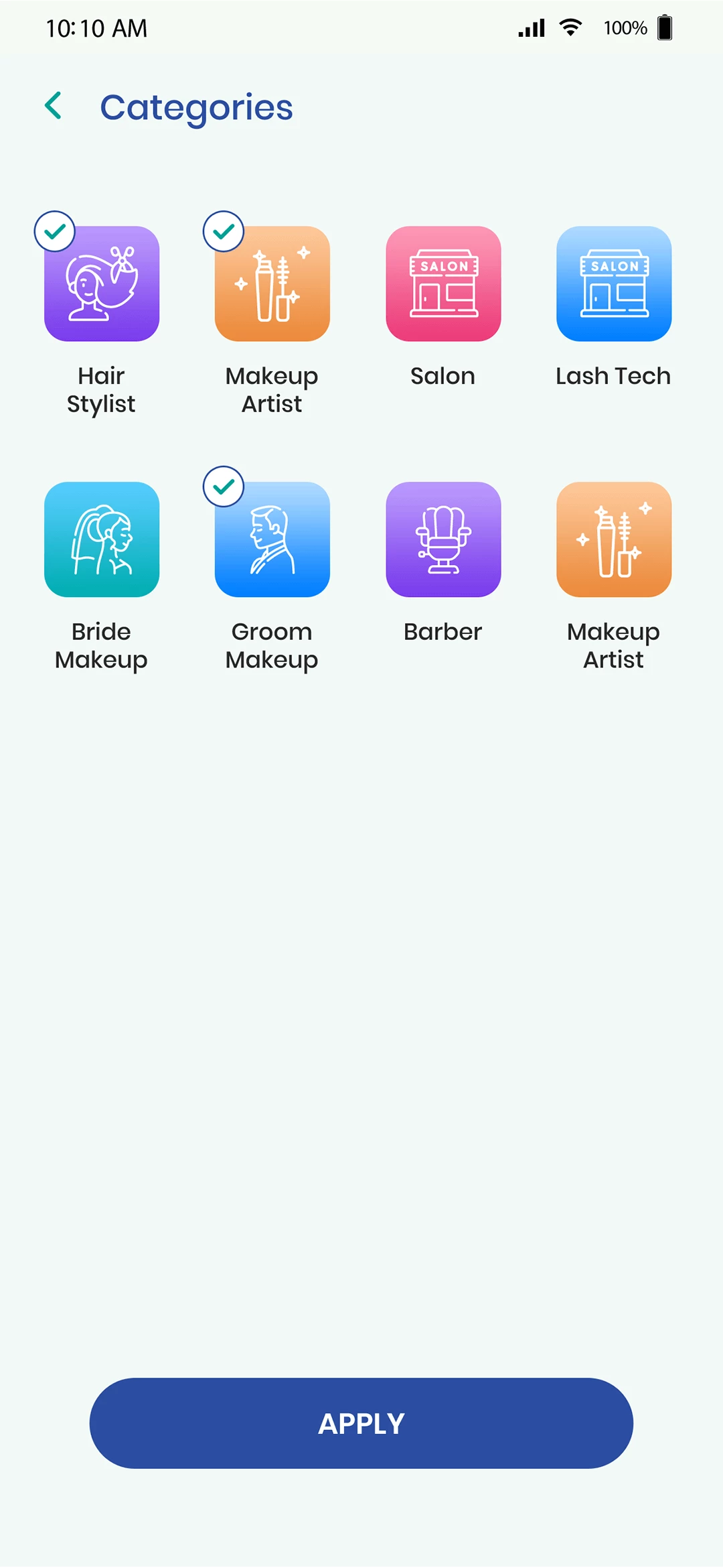 Service provider user — Categories