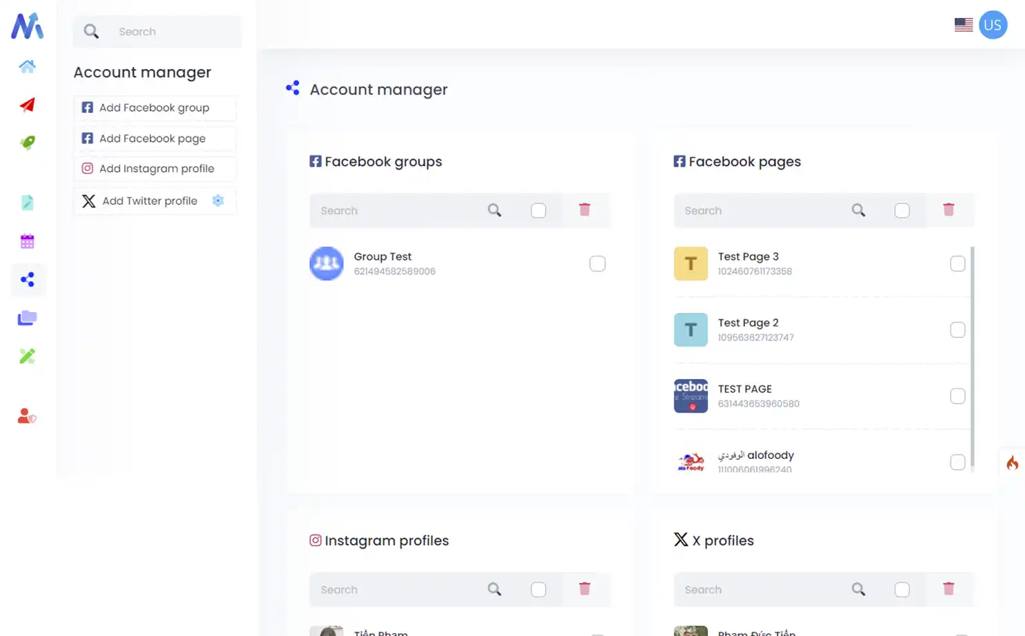 Social Media Marketing Tool web — Account Manager