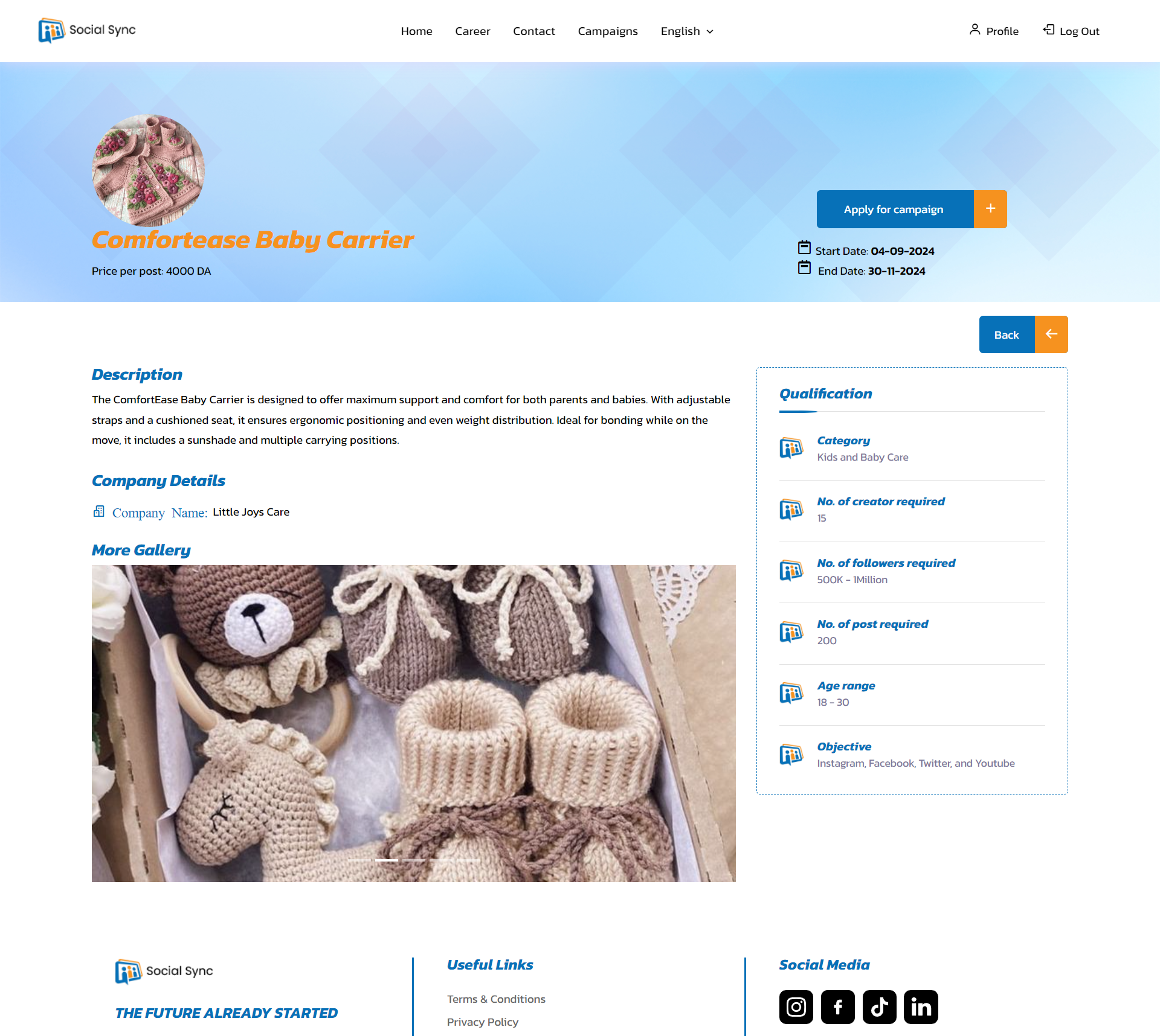 Social Sync — influencer — Campaigns Detail