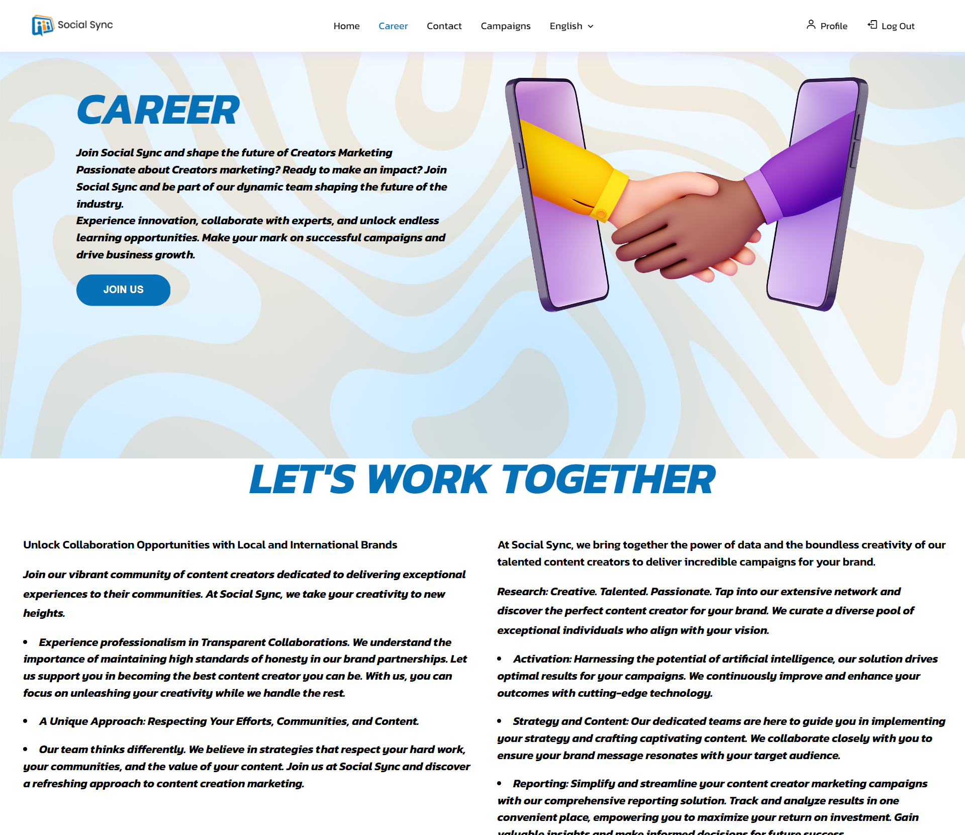 Social Sync — influencer — Career