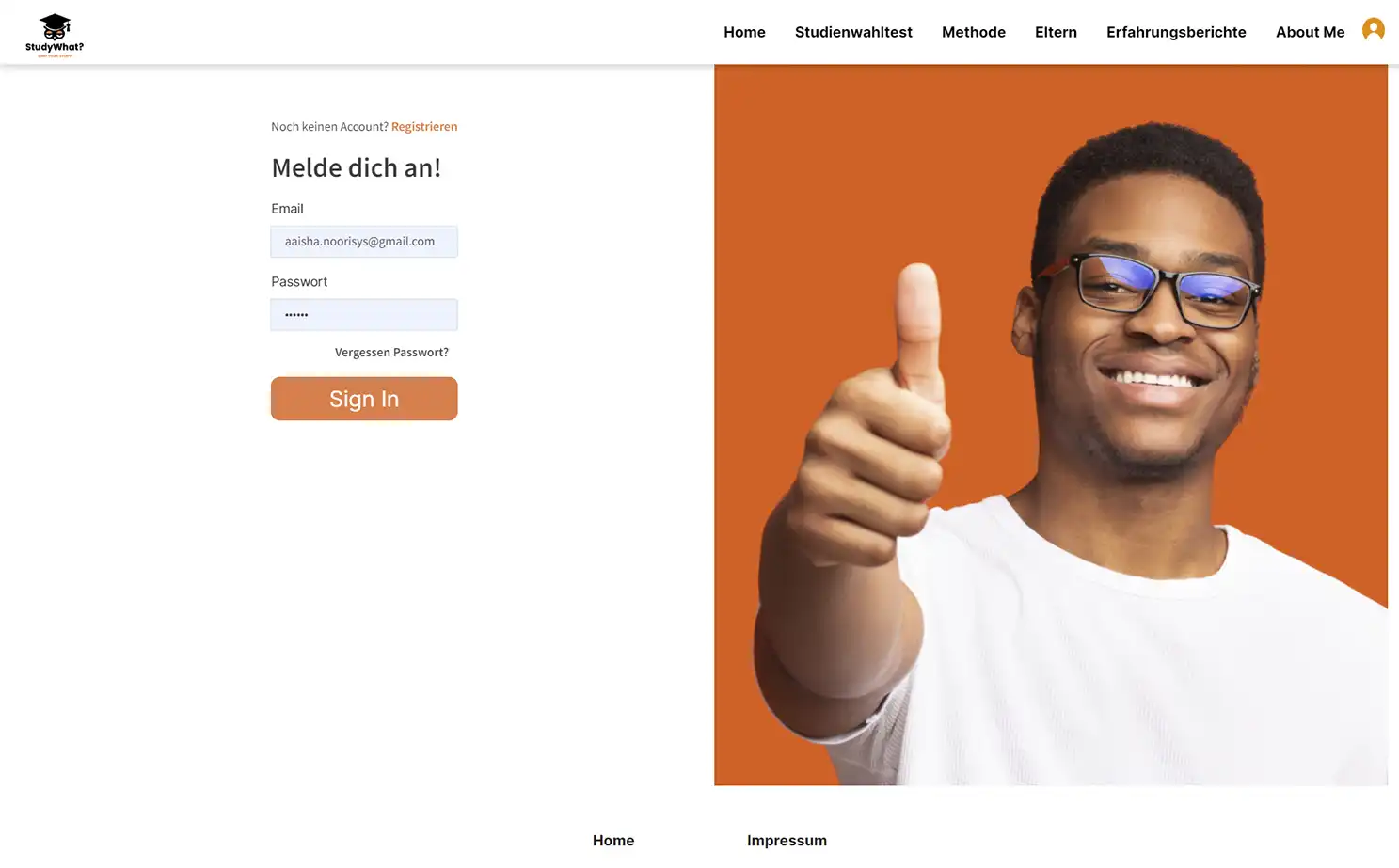 Study Matching Platform app — Login