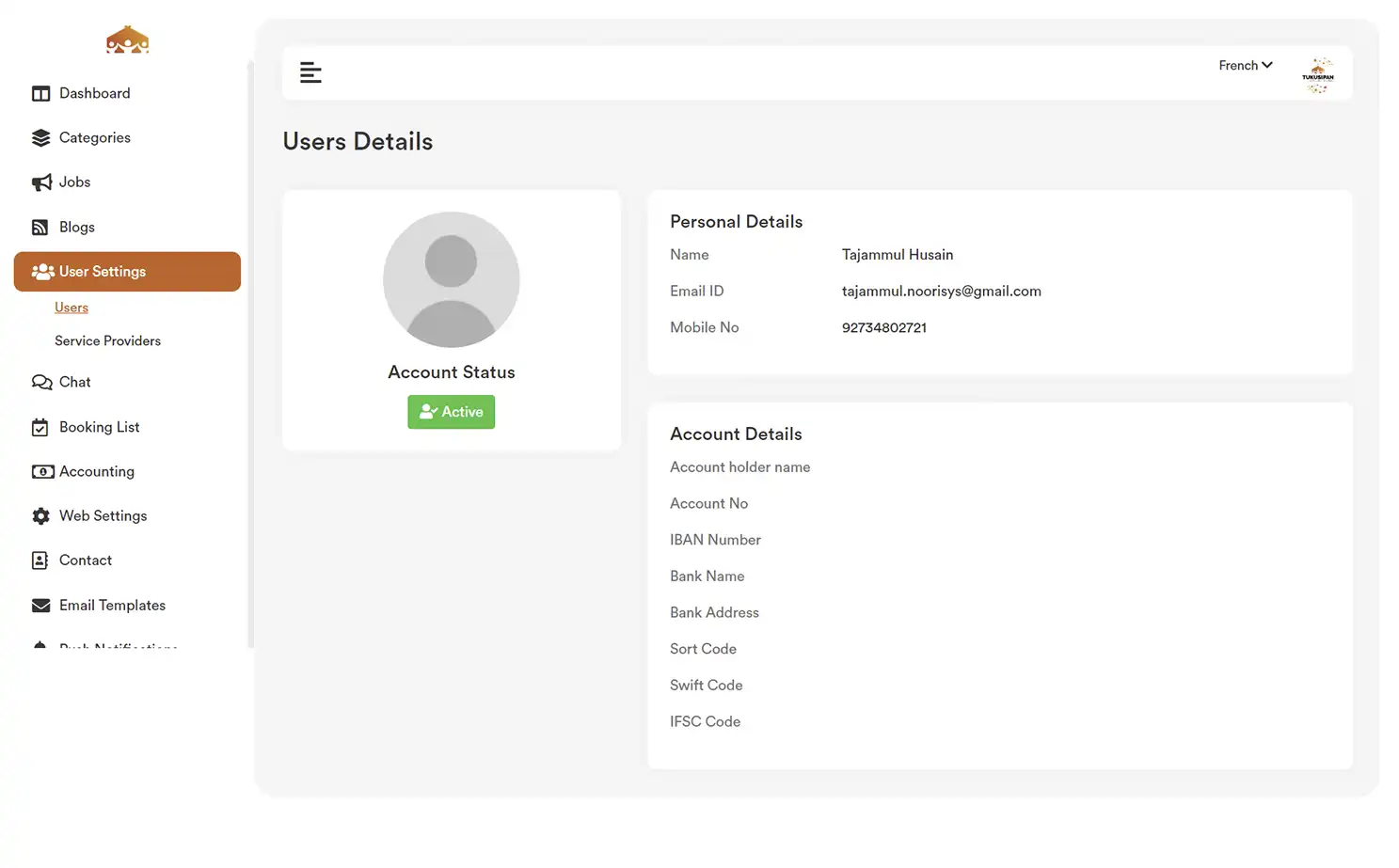 Job Marketplace — admin — User Details