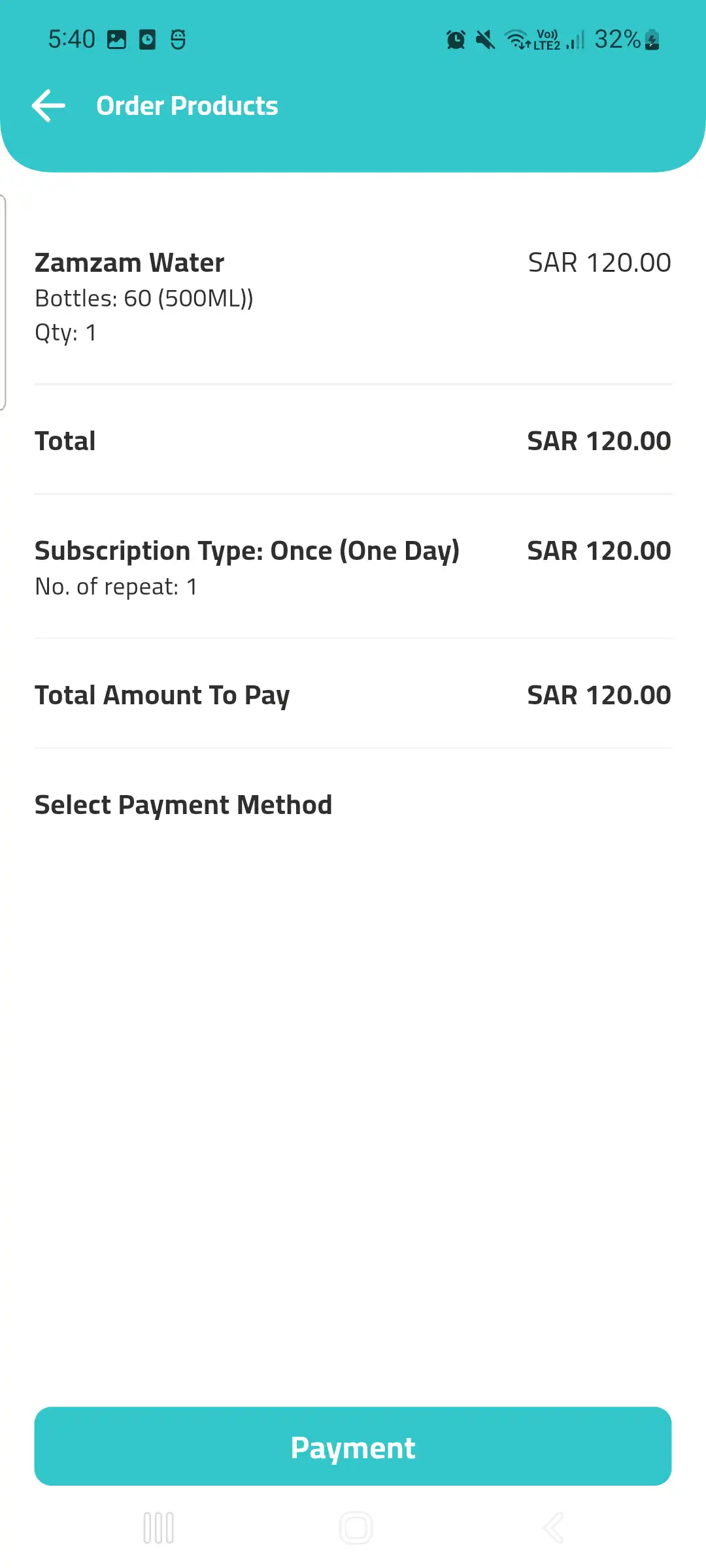 Water Donation user app - Order Summary