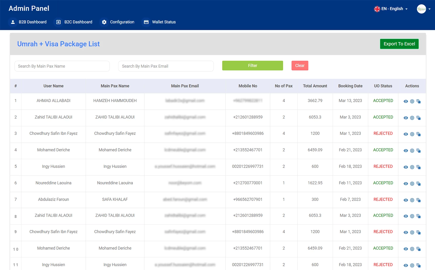 Hotel booking admin — Umrah + Visa Package List