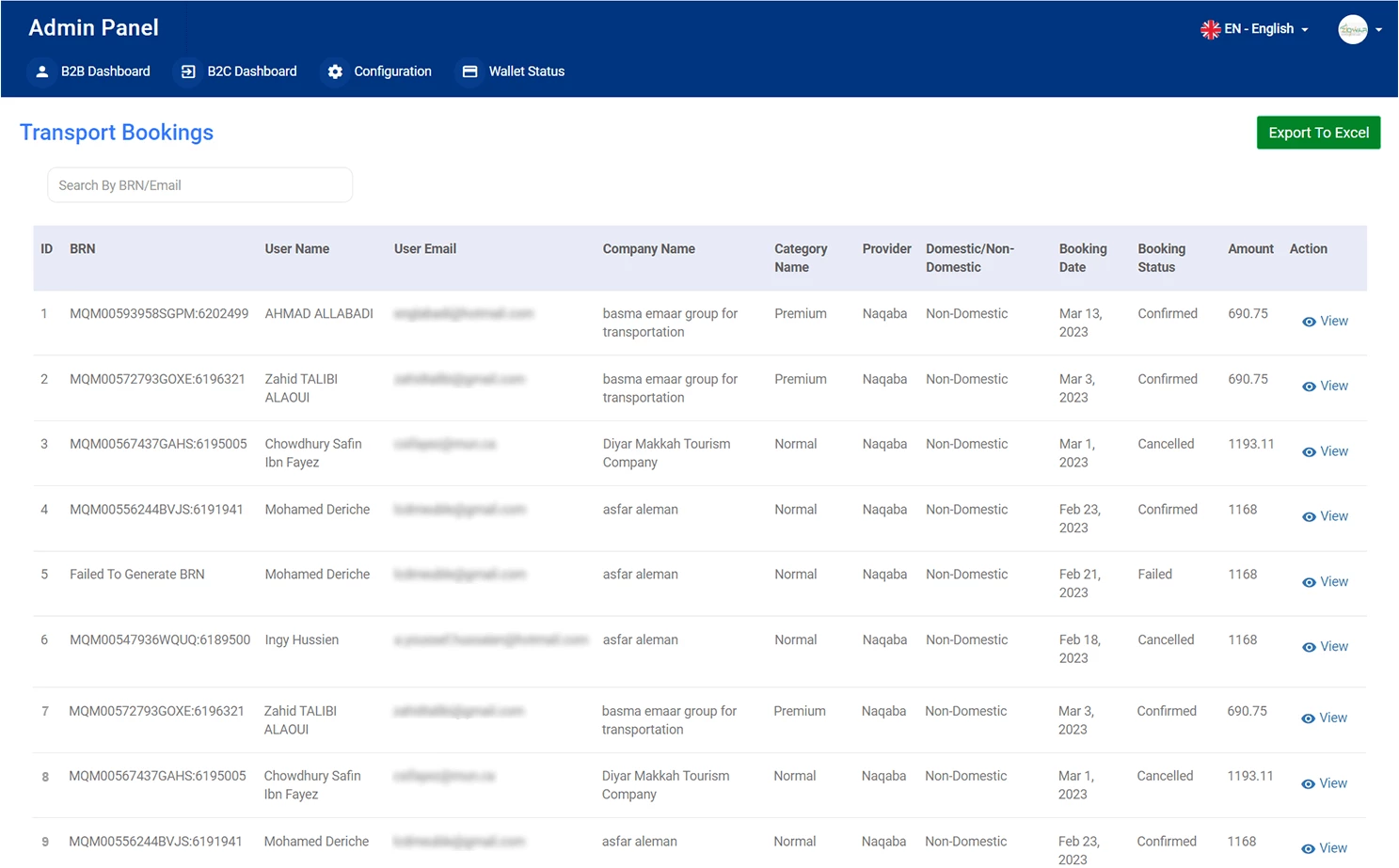 Hotel booking admin — Tranport Bookings
