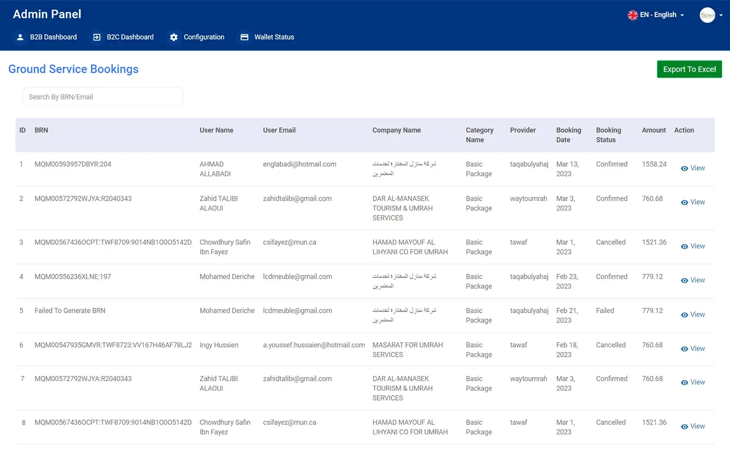 Hotel booking admin — Ground Service Bookings